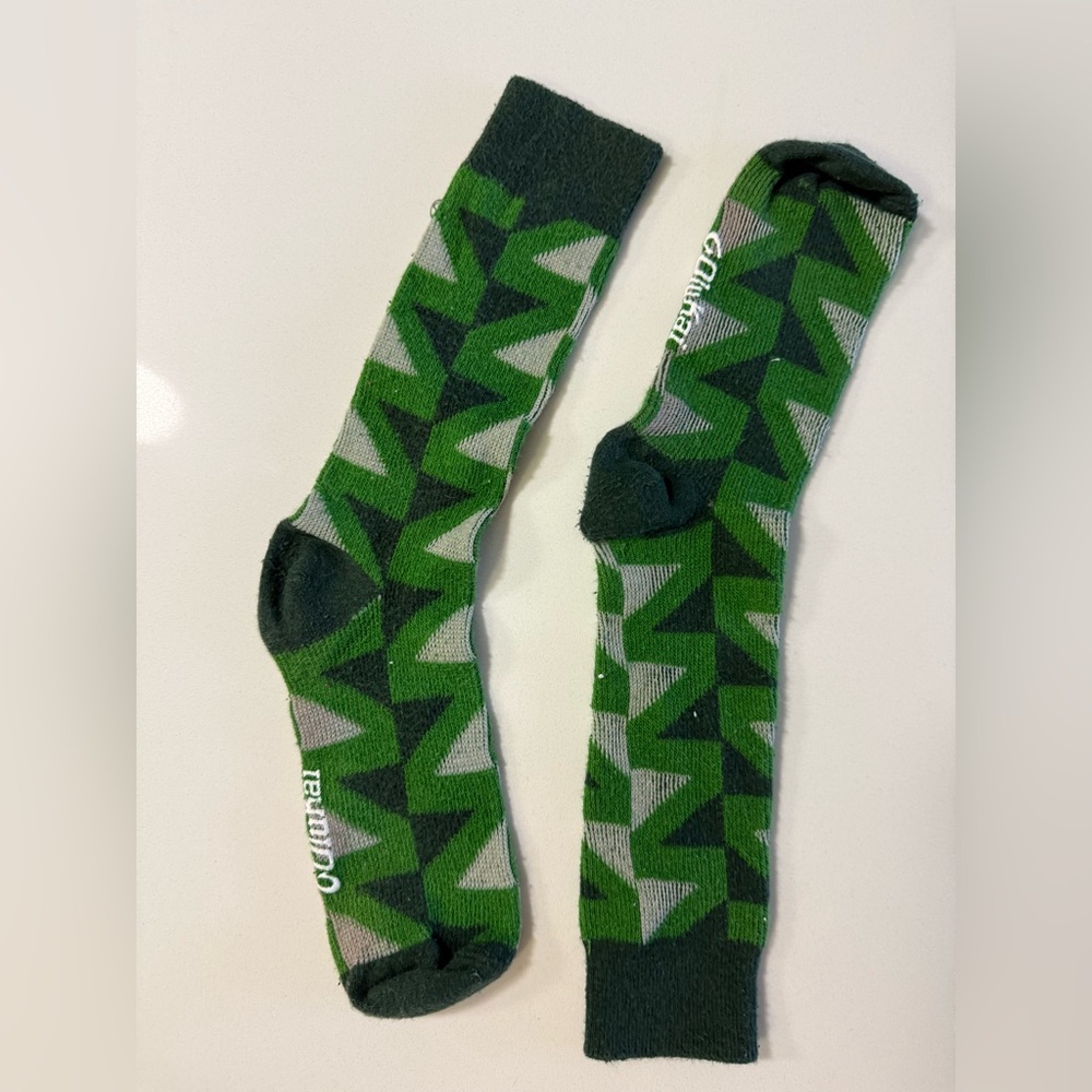 OluKai Green and Gray Zigzag Socks